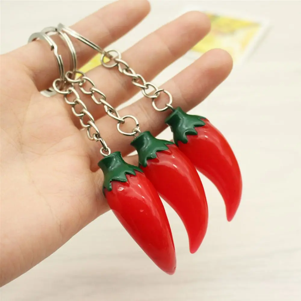 3 pcs Creative Simulation Red Chili Key Chain Key Ring Fashion High Quality Keychain for Bags Car Accessories