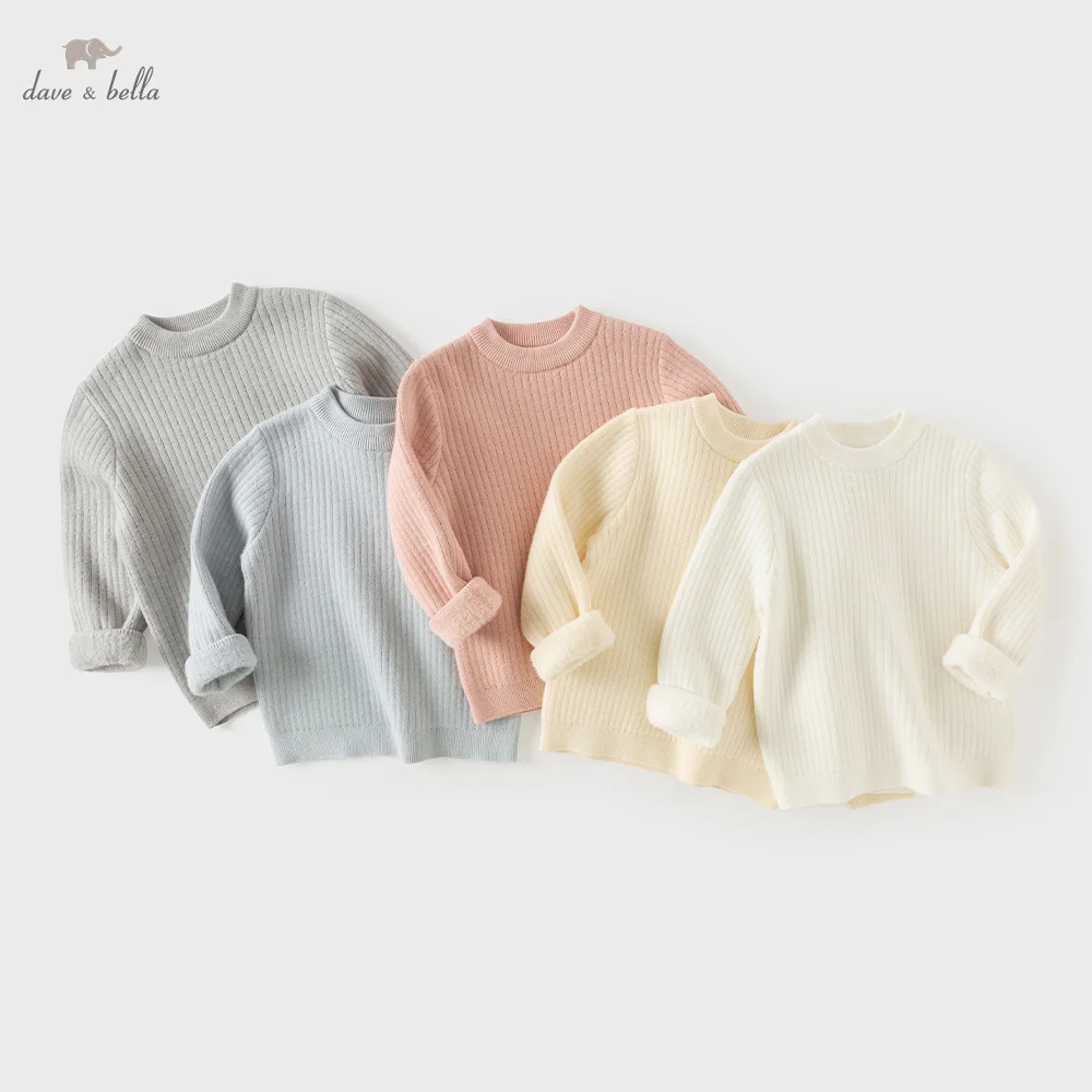 Dave Bella Kids' Boy's Pullover Sweater For Children's Girls Clothing Autumn Winter Sweater 4 to 12 Years Fashion Tops DB4263958