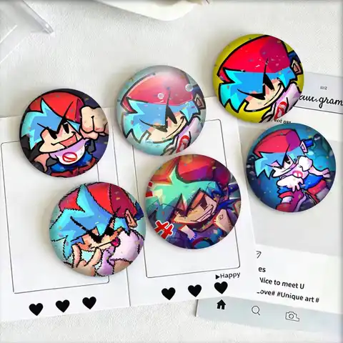 FNF BF Game F-Friday Night F-Funkin 25mm 32mm 44mm 58mm 75mm Brooches Badges Pins for Accessories Gift
