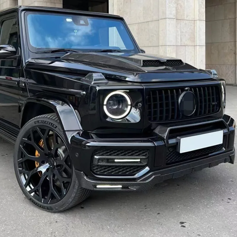 Dry Carbon Fiber Front Bumper Grille Vent Led Drl Daytime Running Light For Mercedes Benz G-Class W463a W464 G63 2019-2024