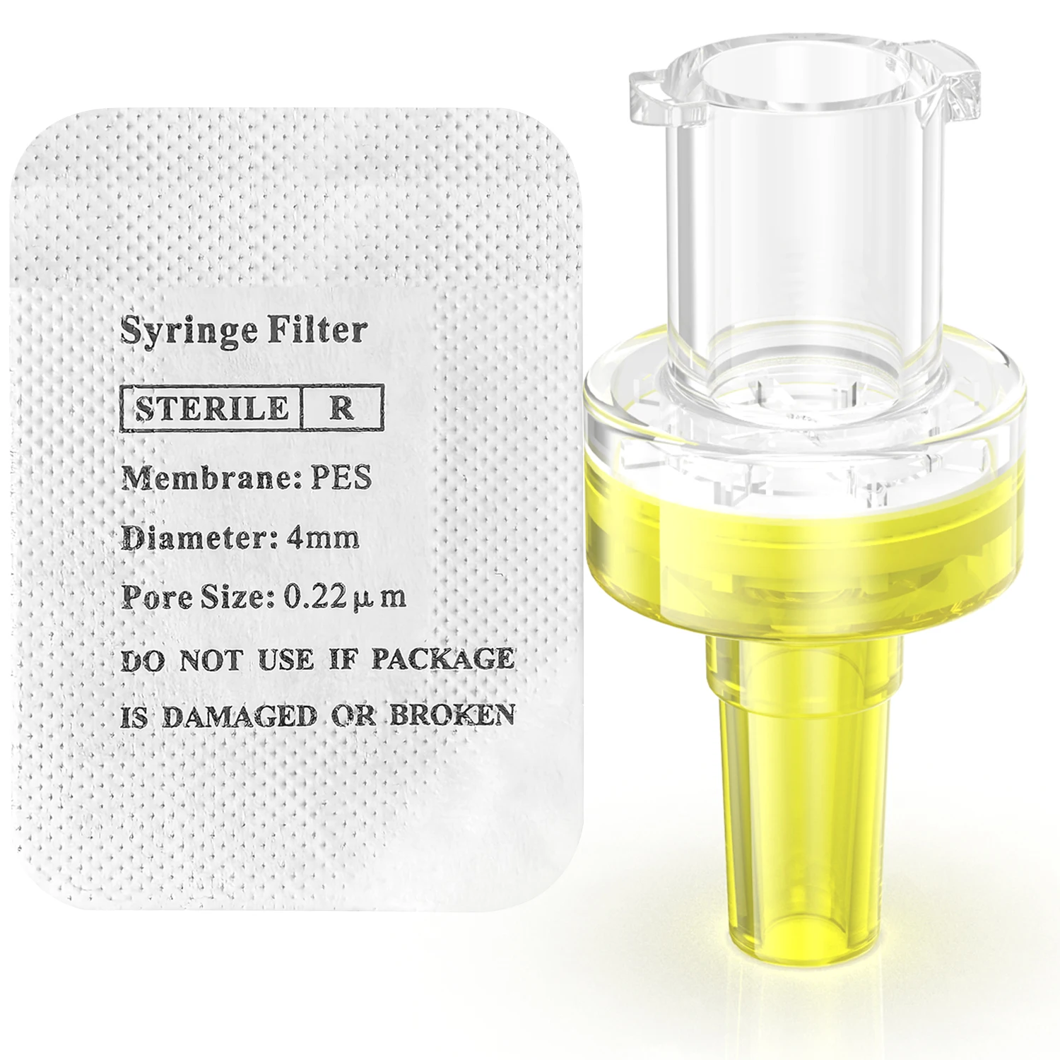 مرشح حقنة معقمة PES (Polyethersulfone) ترشيح محب للماء، Luer Taper 4 مم قطر 0.22/0.45 أم عبوة فردية