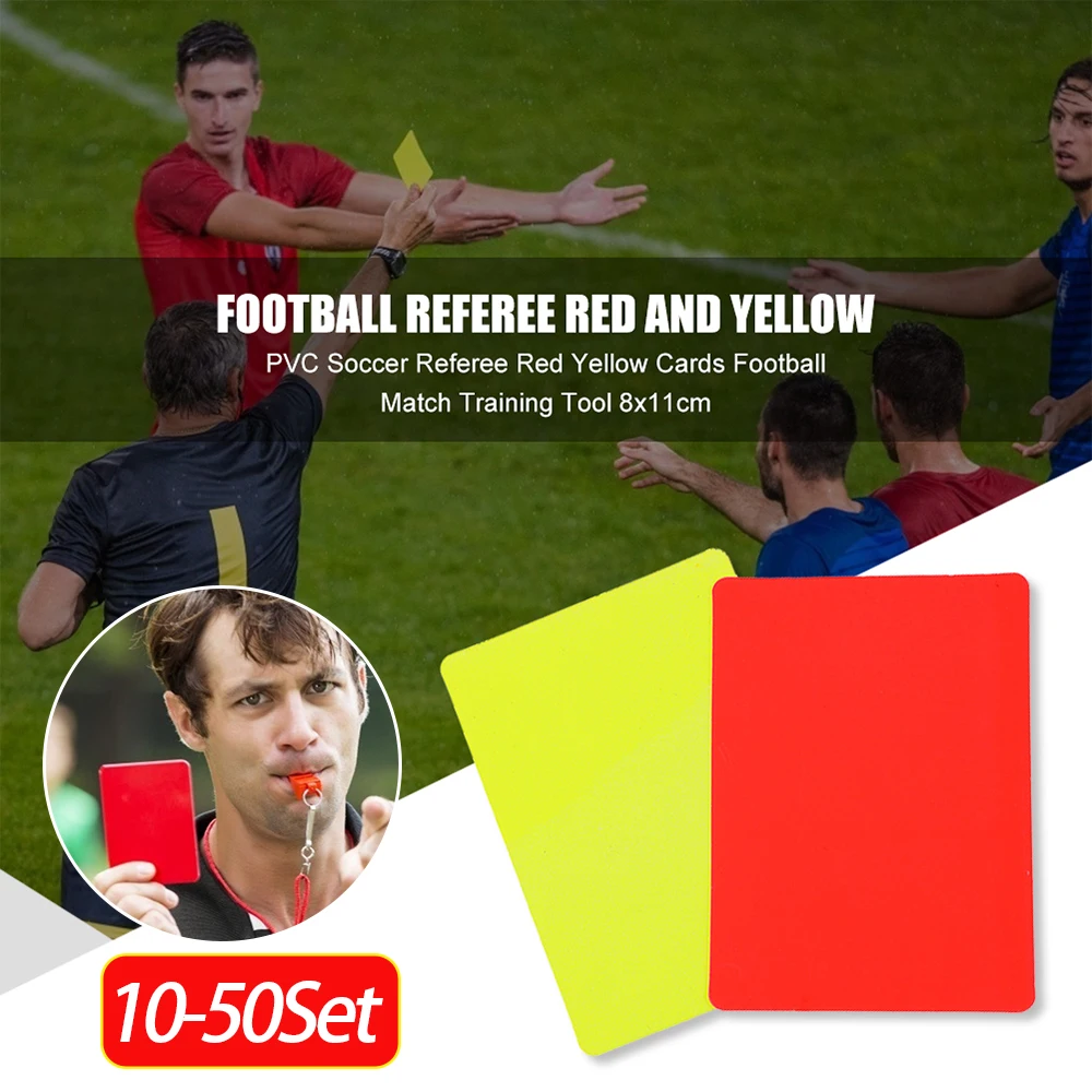 Cartão vermelho amarelo pvc árbitro de futebol vermelho amarelo cartões jogo de futebol treinamento árbitro ferramenta 8x11cm