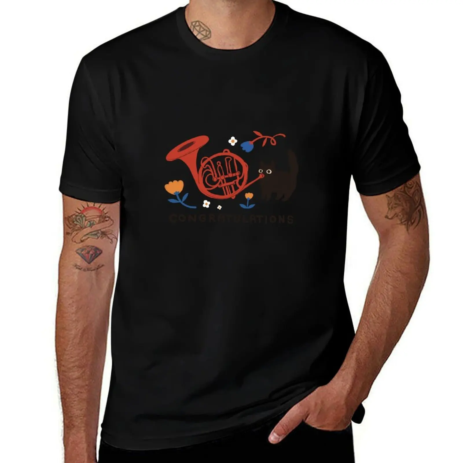 

Congratulations Cat T-Shirt Aesthetic clothing boys whites clothes vintage clothes Men's cotton t-shirt