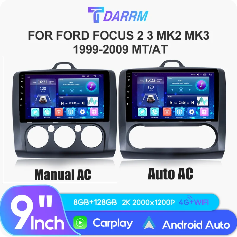 

Car Radio Player Multimedia For Ford Focus 2 3 Mk2 Mk3 1999-2009 MT/AT Automotivo Navigation 4GWiFi GPS Android 12 Carplay
