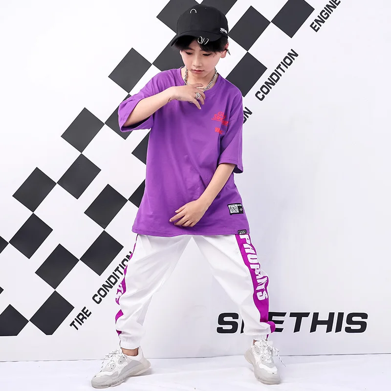 

Boys Hip-hop Jazz Dance Clothing Loose Short Sleeve Hiphop Children's Korean Version of The Show Clothes Tide