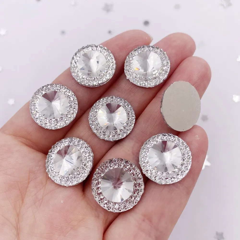Cute Clear Multi Size Shiny Resin Round Flat back Rhinestone Scrapbook DIY Wedding Applique Ornament Accessories Crafts SL661