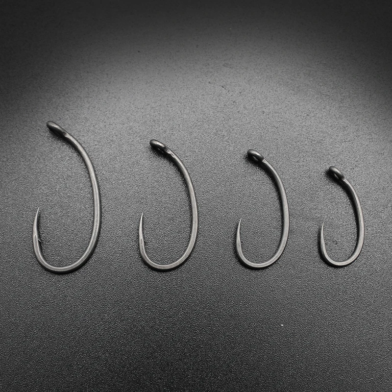10pcs Carp Fishing Hook Curved Long Shank Beak Point PTFE Coating Micro Barbed Size 2/4/6/8 For Loop Hair Rig