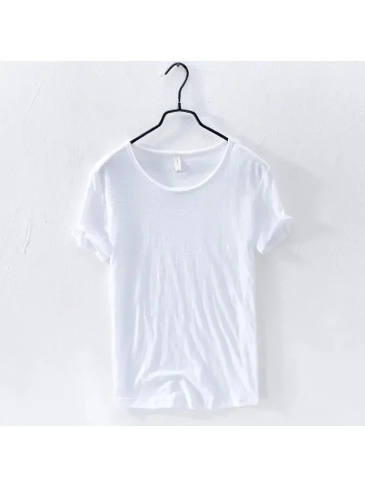 2026 Brandneues Herren-Kurzarm-T-Shirt aus Bambus-Baumwolle, lässiges, einfarbiges, dünnes Unterhemd, Oberteil, T-Shirt