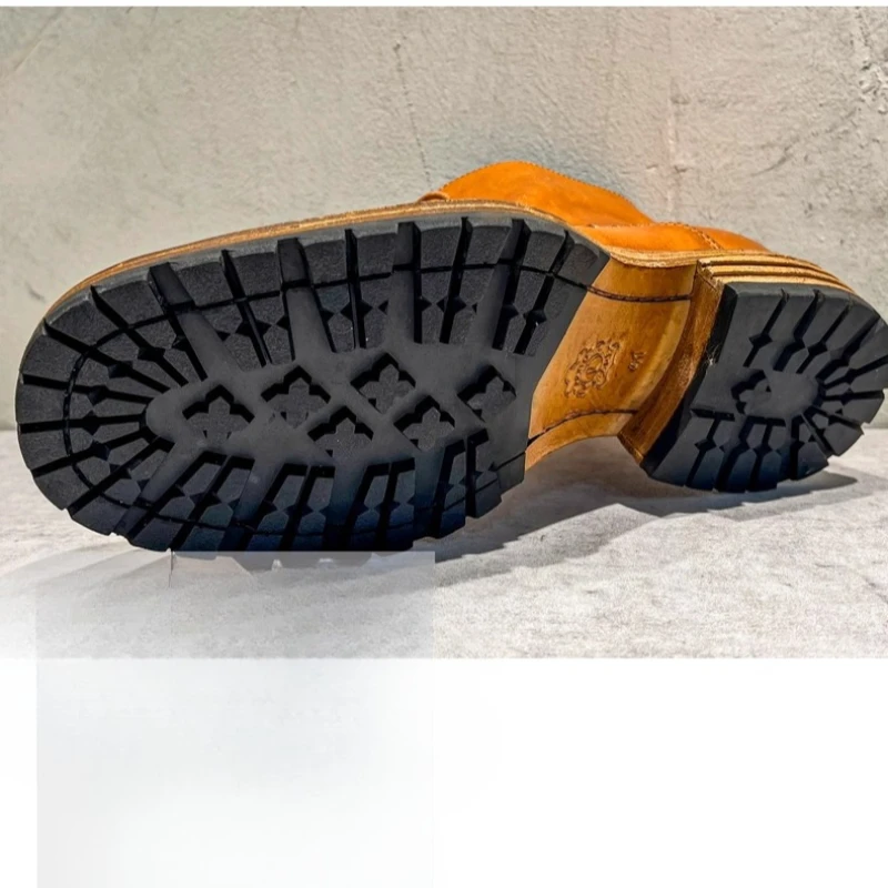 أحذية عالية الجودة من جلد الحصان المغسول على الطراز العرقي أحذية رجالية قابلة للتنفس من الجلد الطبيعي أحذية Goodyear مخيطة يدويًا بسحاب جانبي #5