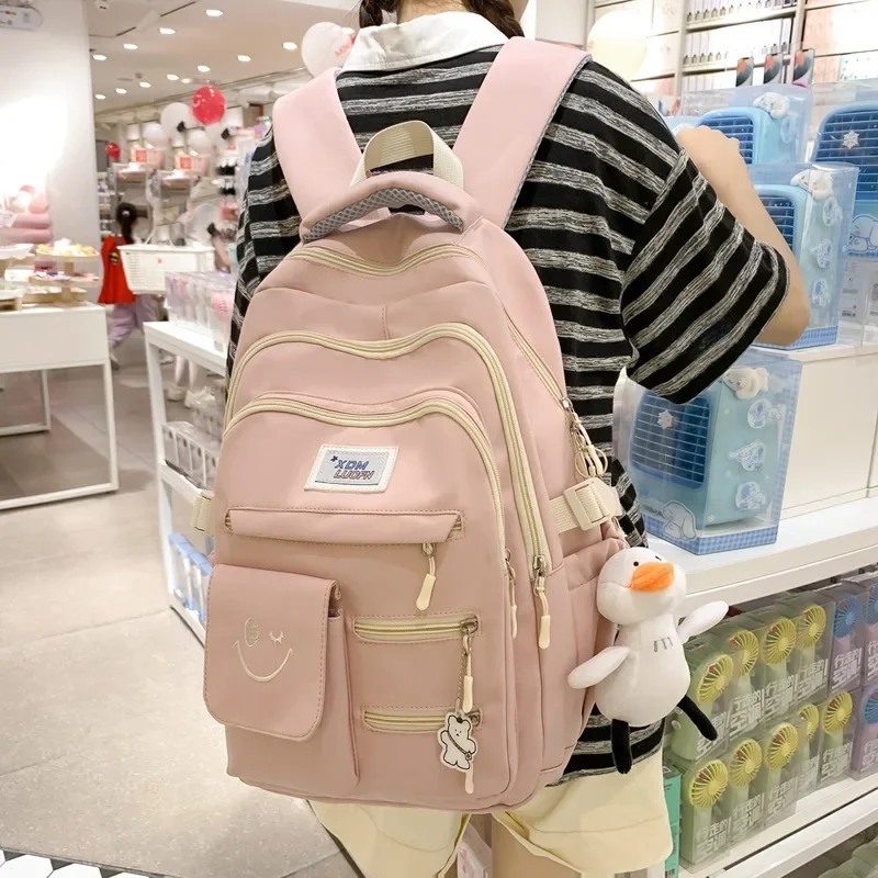 New Large Capacity Backpack Letter Smile Cute Backpack Street Trendy Outdoor Travel Backpacks Big School Bags for Girls