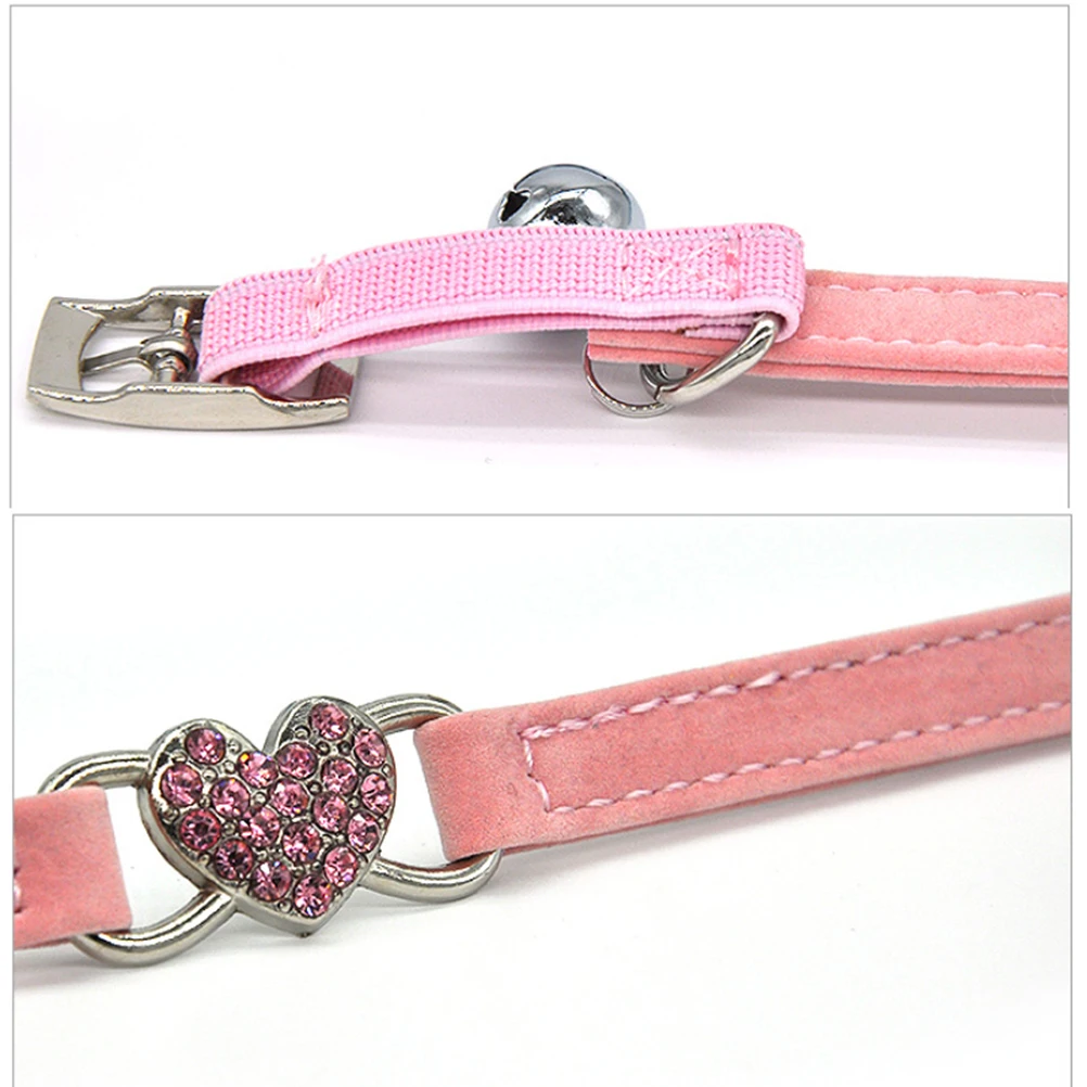 

Cat Collar with Heart Rhinestone Kitten Bell Bells for Loud Collars Cute Adult Pet