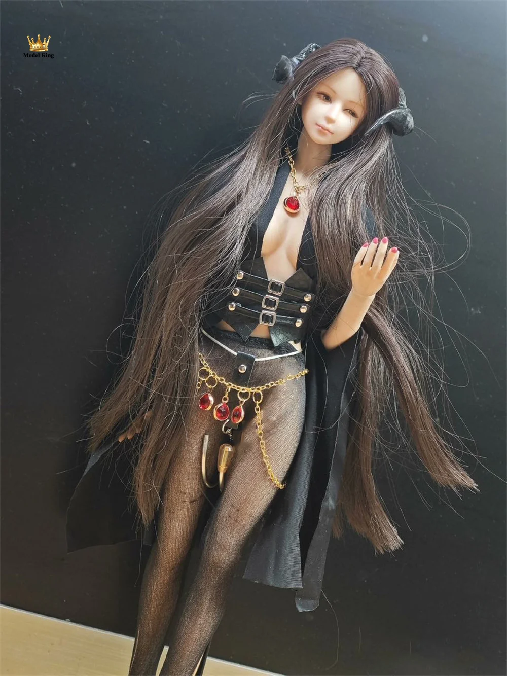 1/6 Scale Low Cut Sexy Mature Waist Cinching Cloak Metal Pendant Sweet Devil Elf Set Fit 12'' TBL Action Figure Body Model