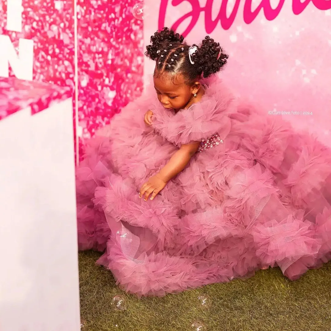 KLGFLD Exquisite and Unique Elegant Girls Dress Attending Evening Dresses, High-End Birthday Party Dresses, Baby Puffy Cake Dres