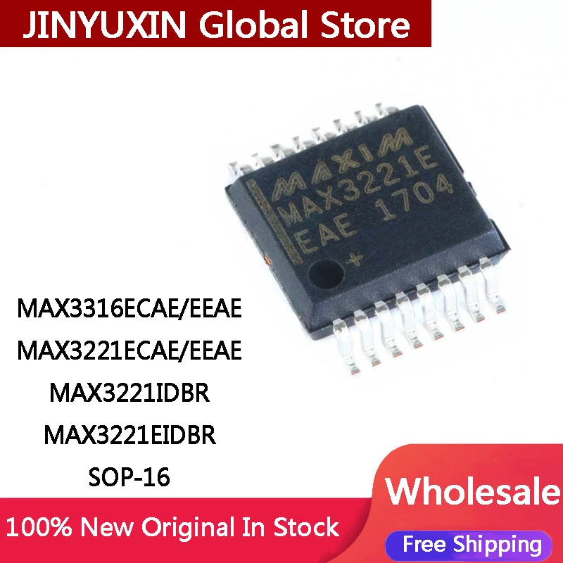 10Pcs New MAX3316ECAE MAX3316EEAE MAX3221ECAE MAX3221EEAE MAX3221IDBR MAX3221EIDBR SOP-16 IC Chip Stock Wholesale Free Shipping