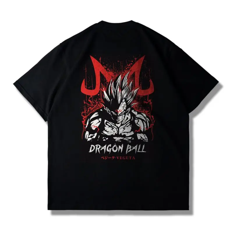 Anime giapponese Dragon Ball Super Collaboration T-shirt a maniche corte in puro cotone da uomo e da donna Allentato Vegeta Trendy Brand