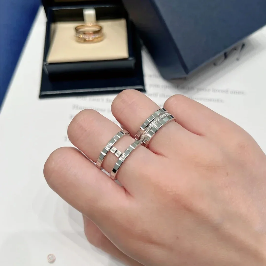 

CY 925 пробы серебряные классические роскошные ювелирные изделия Кубик Рубика Маленький ледяной блок парное кольцо обручальное кольцо минималистский стиль