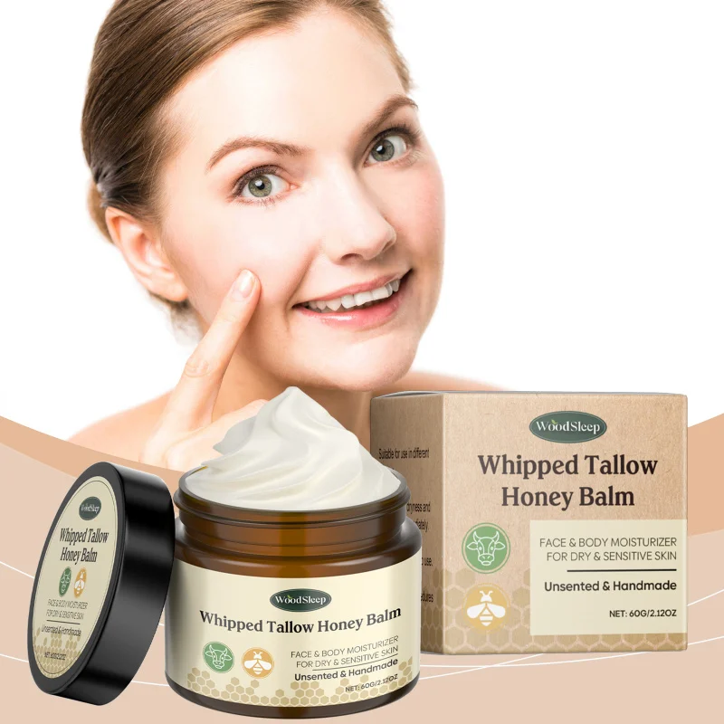 

Tallow & Honey Moisturizing Cream - Hydrating Face & Body Balm For Dry Sensitive Skin, Nourishing Non-Greasy Formula