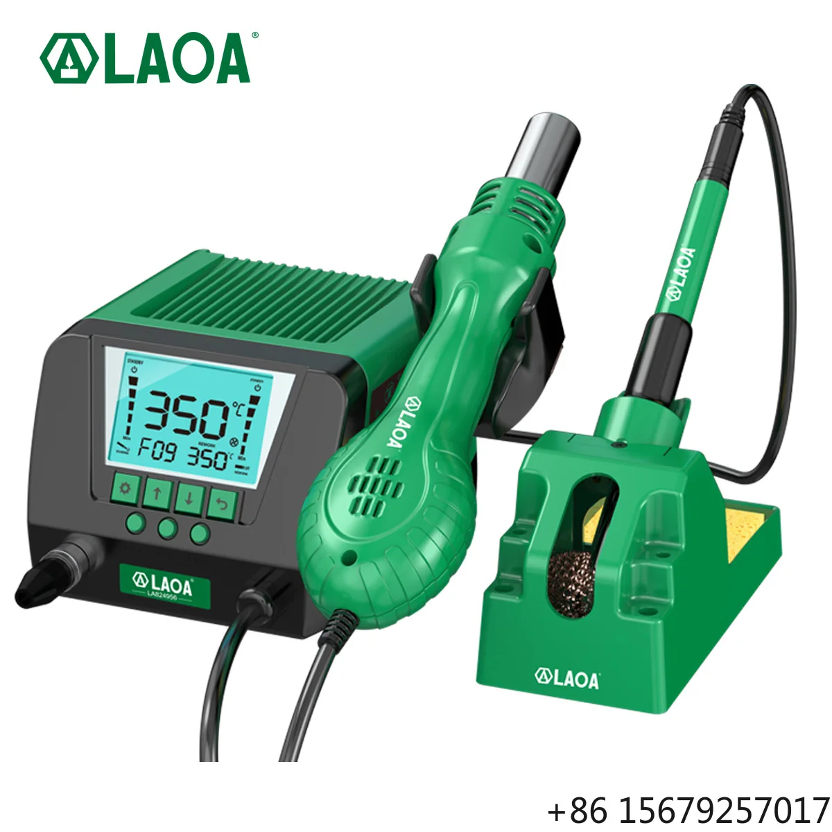 LAOA Hot Air Gun Soldering Iron 2-in-1 Digital Display Thermostat Needle Tip 230V Soldering Station Welding Repair Tools
