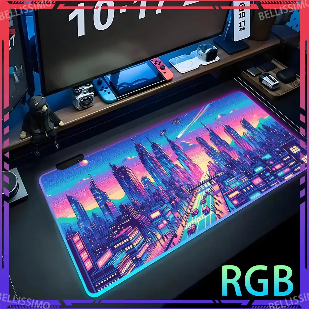 Diy Custom Gepersonaliseerde Xxl Mousepad Led Verlichting Grote Gaming Toetsenbord Pad Rgb Verlichting Laptop Desk Mad Rubber Gamer Mat Tapijt