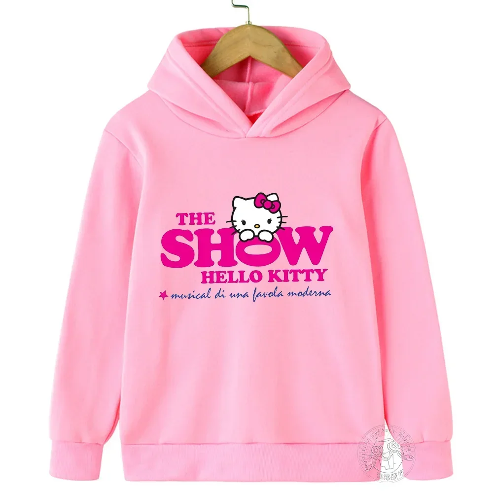 Hello Kitty Cartoon 3-14 Years Old Sunshine Boys and Girls Kawaii Baby Clothes Casual Sweatshirt Children's Sports Kid Hoodie