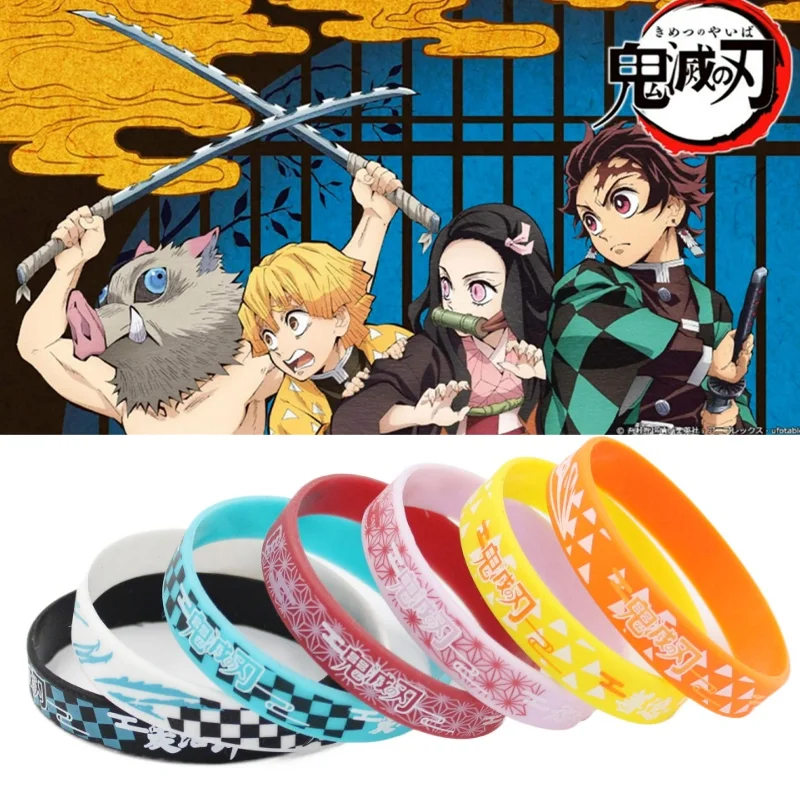 

7pcs Anime Demon Slayer Creative Peripheral Creative Cartoon Bracelet Anime Silicon Bracelet Game Silicone Wristband Decoration