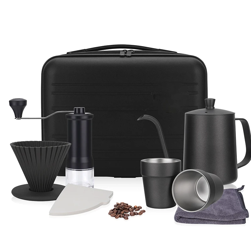 

Набор капельных кофеварок из 9 предметов, набор для наливания кофе, кофемолка, кофейная чашка из нержавеющей стали для улицы