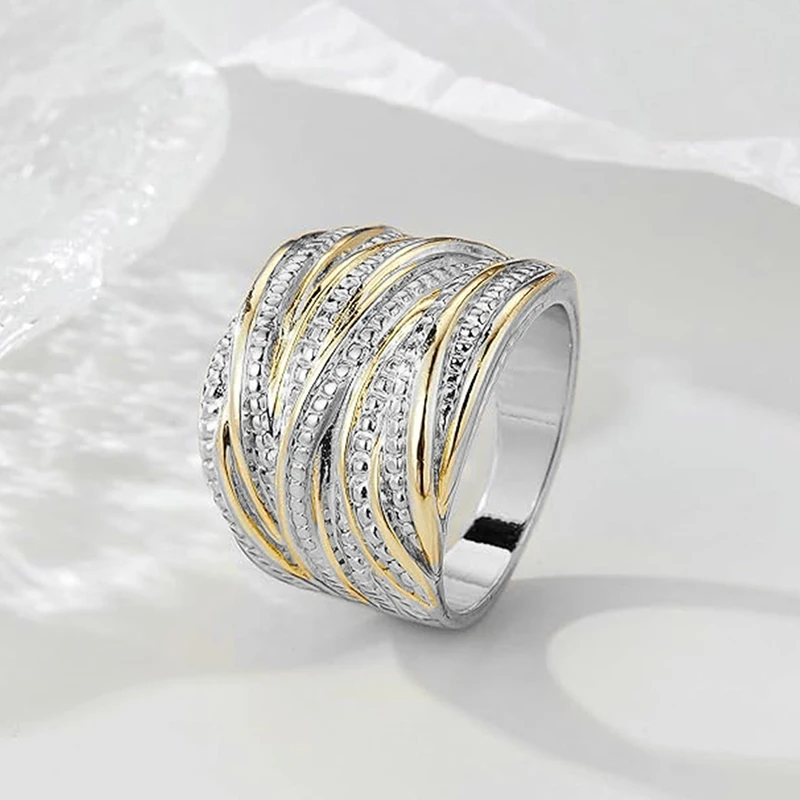 Huitan Punk Wide Ring for Women Multi-layers Cross Design Finger-ring Hip Hop Rock Personality Female Accessories Hot Jewelry