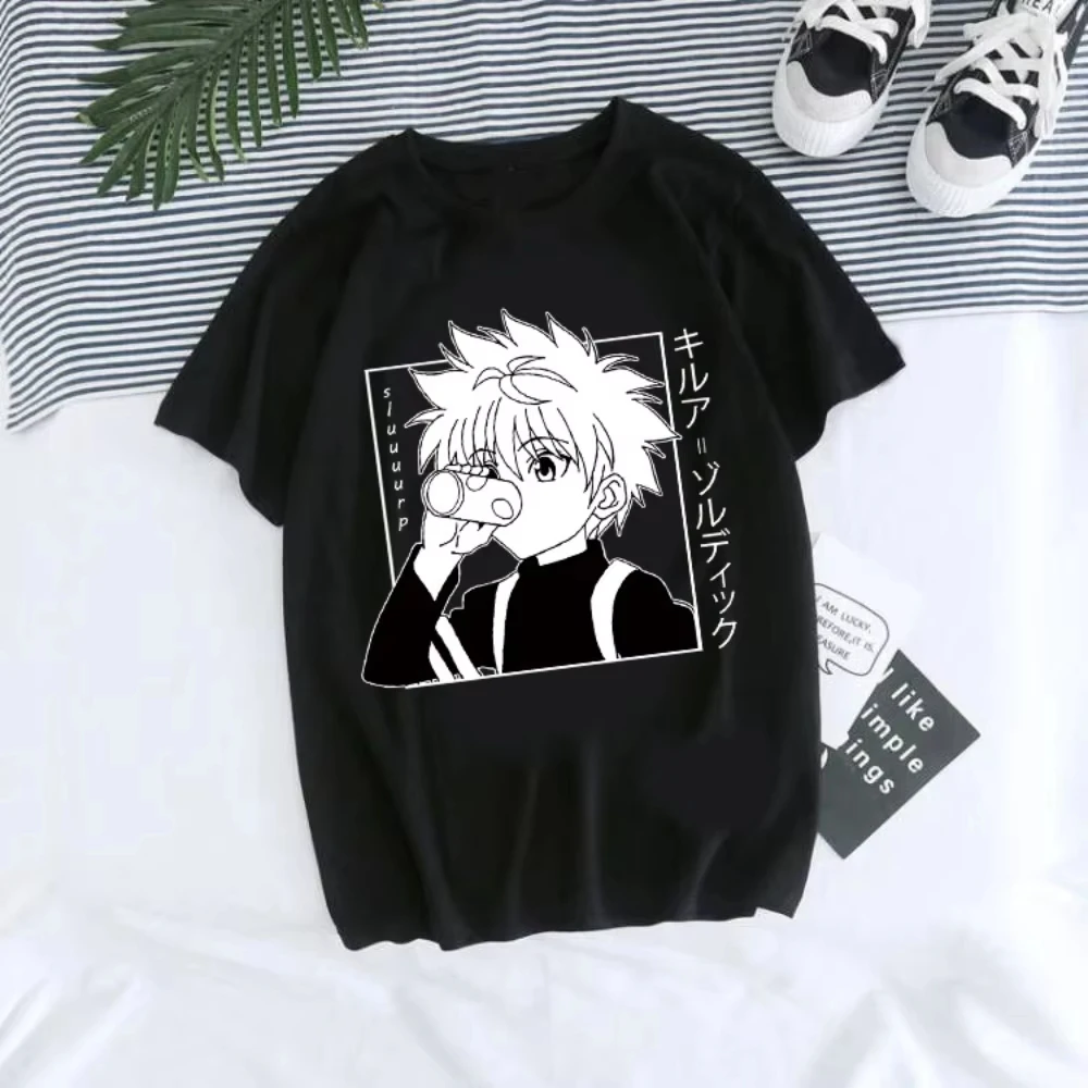 Anime Hunter X Hunter Graphic Washed Cotton T‑shirt Unisex Casual Oversized Short Sleeve Harajuku Streetwear Casual Tops