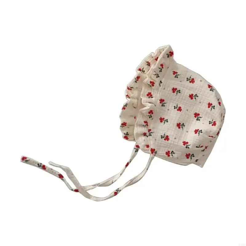 

63HE Floral Lace Baby Girl Bonnet Hat Princess Breathable Hat Stylish Headgear