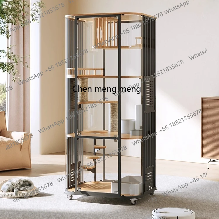 

Panoramic Cat Villa Cage Home Indoor Cat House Four Seasons Universal Cat Cabinet Glass Room