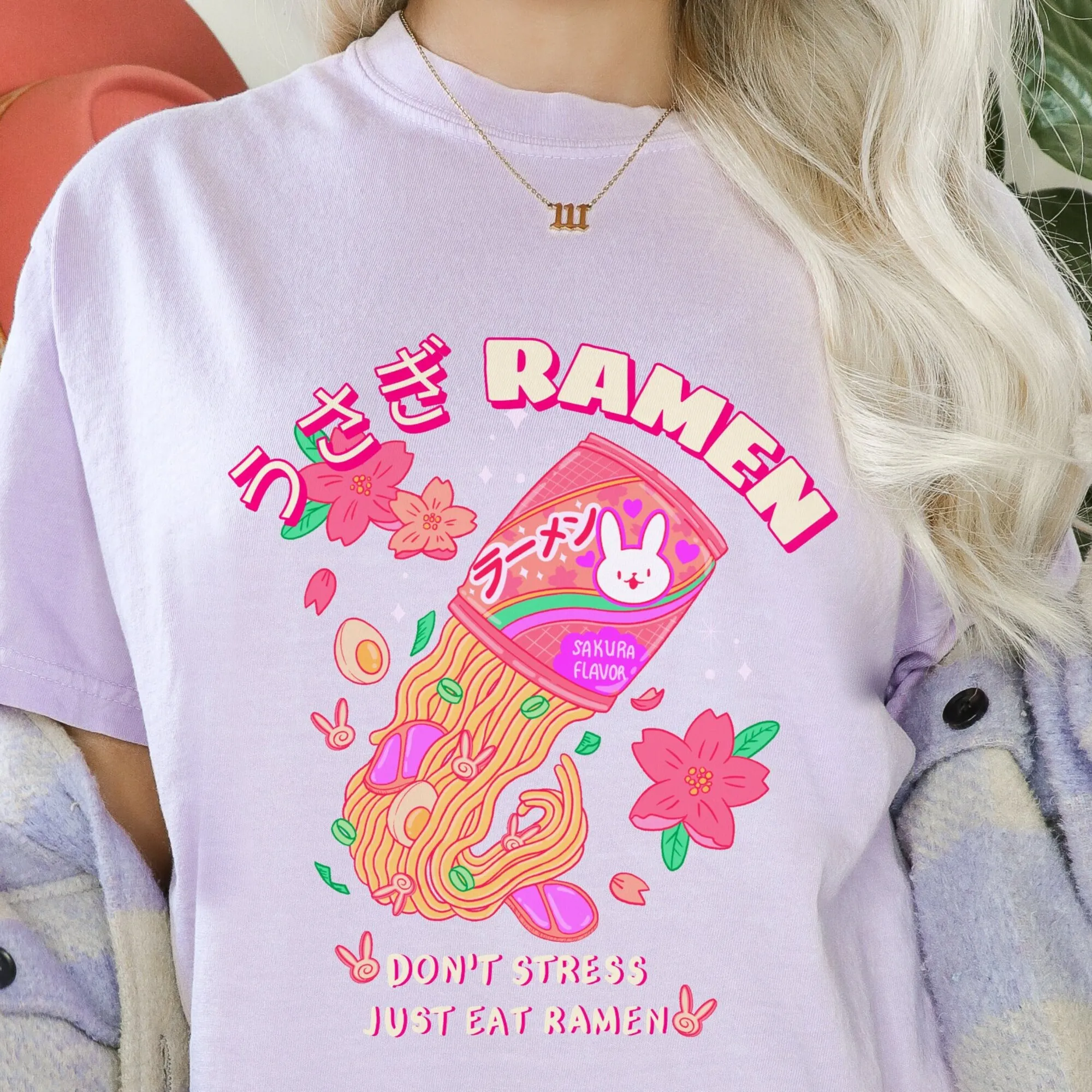 Comfort Colors Anime Tee Kawaii Pink Ramen T Shirt Cute Noodles Instant Retro