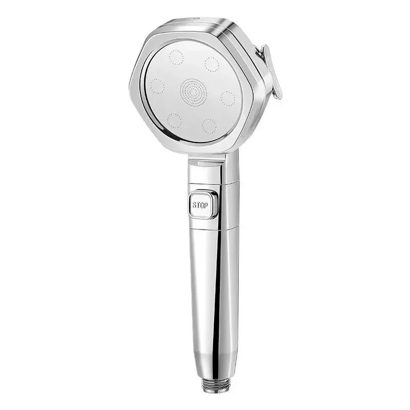 

Four-mode high-pressure shower head with stop button, made of ultra-hard ABS material, with water purifier, bathroom accessories