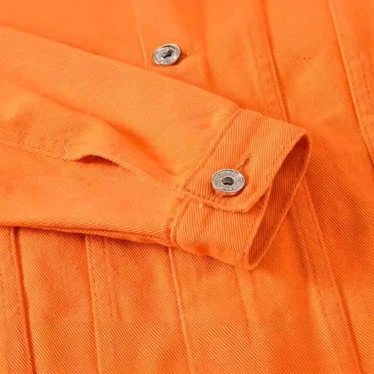 Top Denim Jacket Men Women Clothes 2023 Autumn Fashion Cowboy Coat Spliced Purple Orange Loose Jean Jacket Men\'s Denim Jacket