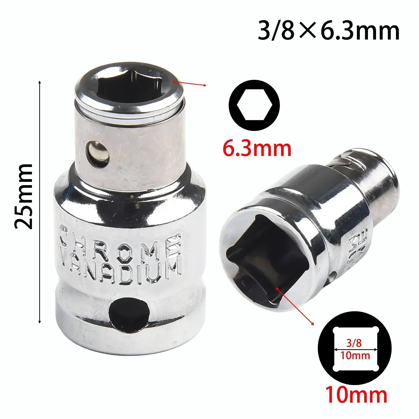 Adapter Hoofd Mouw 3/8 Vierkant Naar 1/4 Hex Connector Dopsleutels Adapter Schroevendraaier Bit Impact Socket Handgereedschap Accessoires