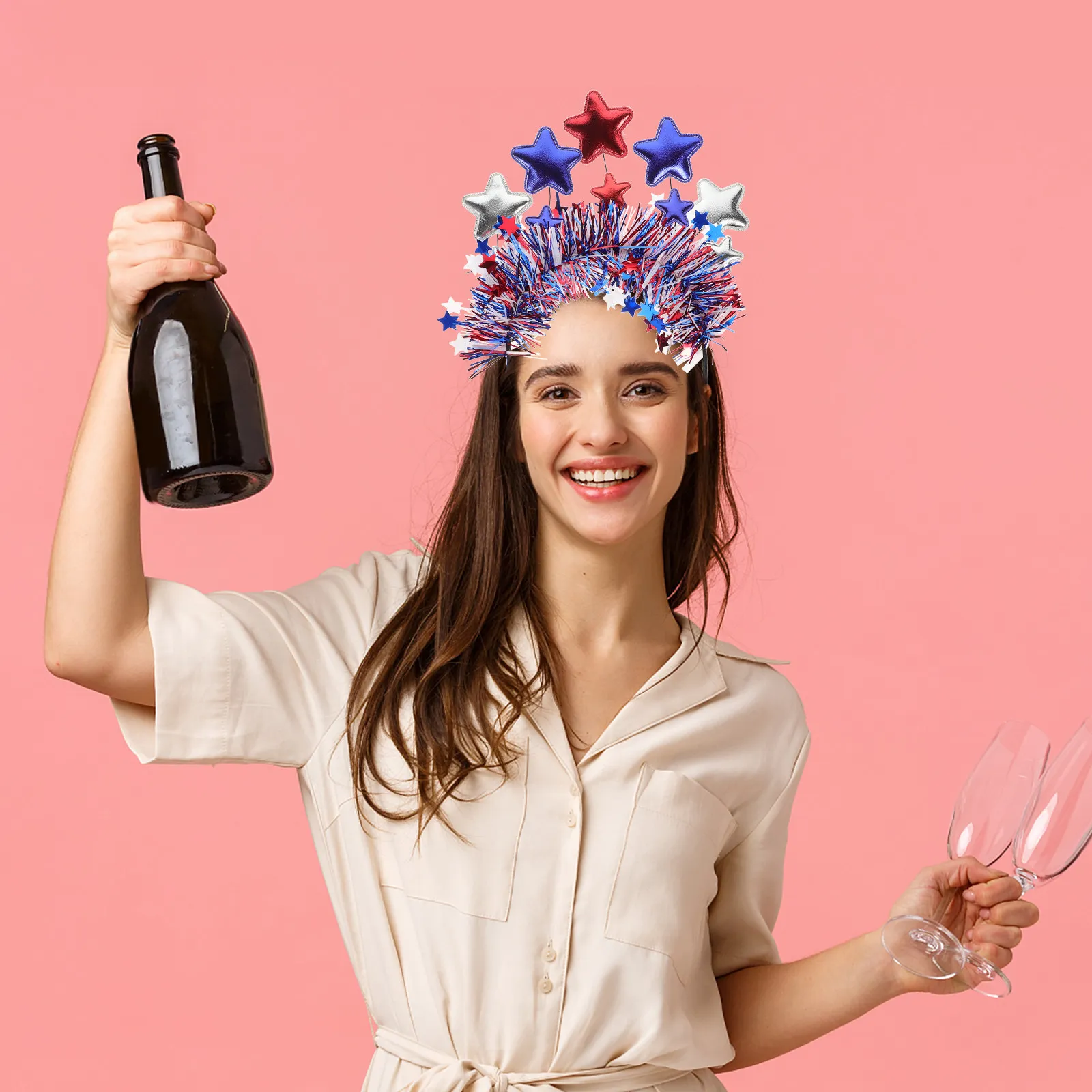 

Patriotic 4Th of July Independence Day Headband Red White Blue Star Cosplay Headdress Festival Hair Band Decoration