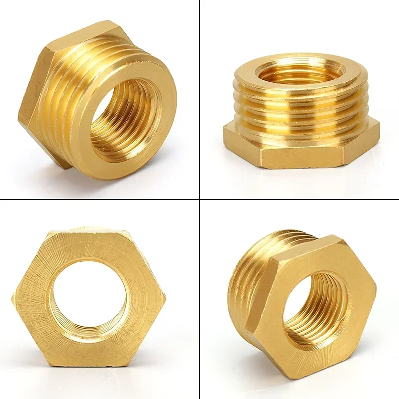 Brass 1/8 1/4 3/8 1/2 3/4 Female To Male Threaded Hex Bushing Reducer Copper Pipe Fitting Water Gas Adapter Coupler Connector