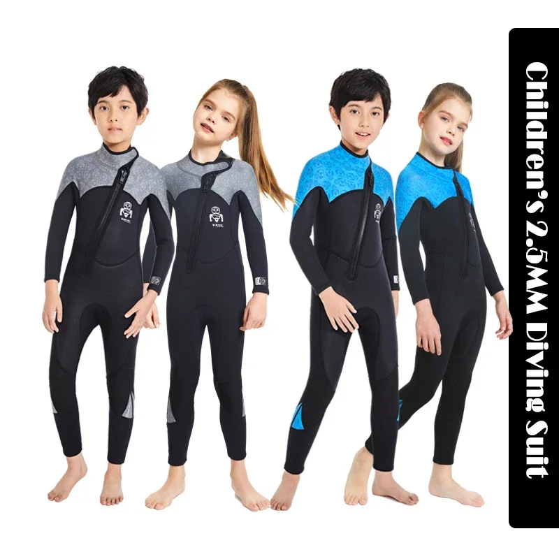 Children's 2.5MM Neoprene Wetsuit One Piece Winter Swimming Warm Diving Surfing Suit Anti-jellyfish Boys Girls Thermal Swimsuit