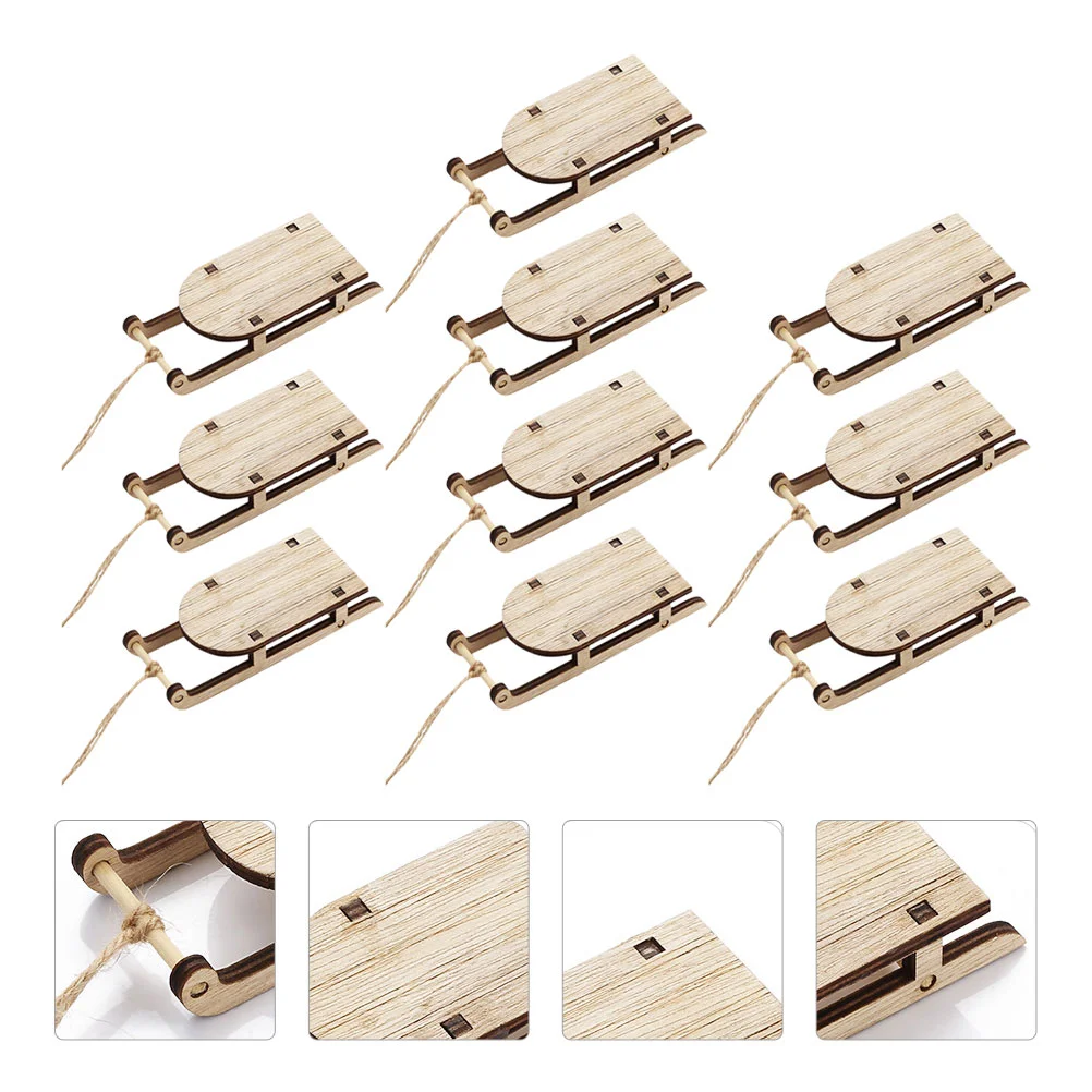 

10 Pcs Mini Wooden Christmas Sleigh Decorations Xmas nament Set Holiday Party Decor Perfect Gift for Family Friends