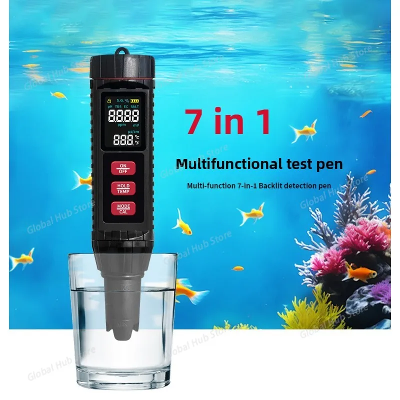 New 7 in 1 Multifunction Water Quality Testing Pen Portable High Precision Household Drinking Test TDS Water Quality Test Pen