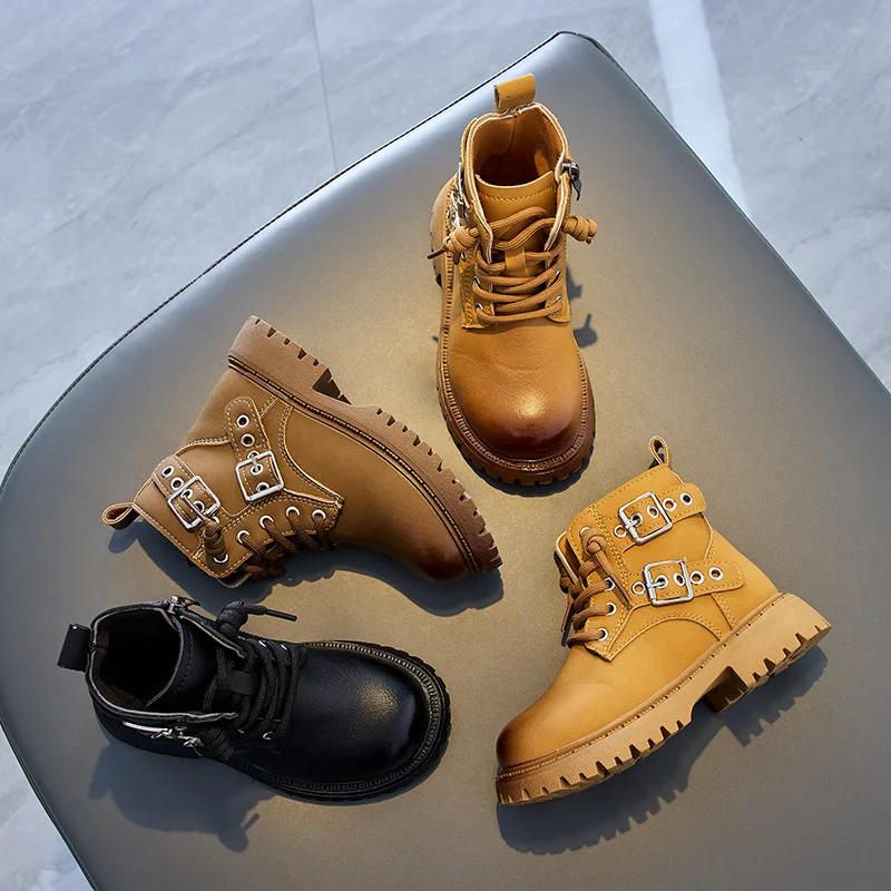 

Модная обувь для девочек в британском стиле, осень 2023, новые детские рабочие ботинки, удобные ботинки для мальчиков на мягкой подошве, простые универсальные ботильоны для девочек