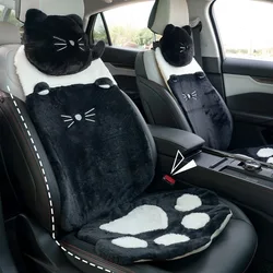 Black Cute Cat Claw Car Cushion Plush Soft Warm Car Seat Cushion Car Non-slip Cushion for Cars Full Set Car Accessories Interior