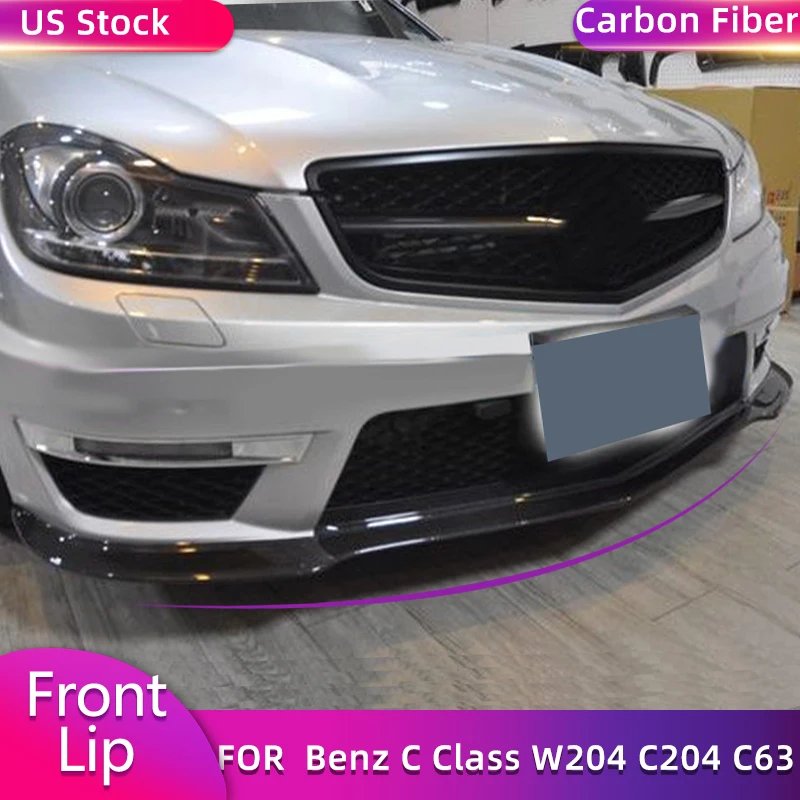 

for Mercedes Benz C Class W204 C204 C63 AMG Only 2012-2014 Full Carbon Fiber Car Front Bumper Lip Spoiler Chin Apron Body Kit