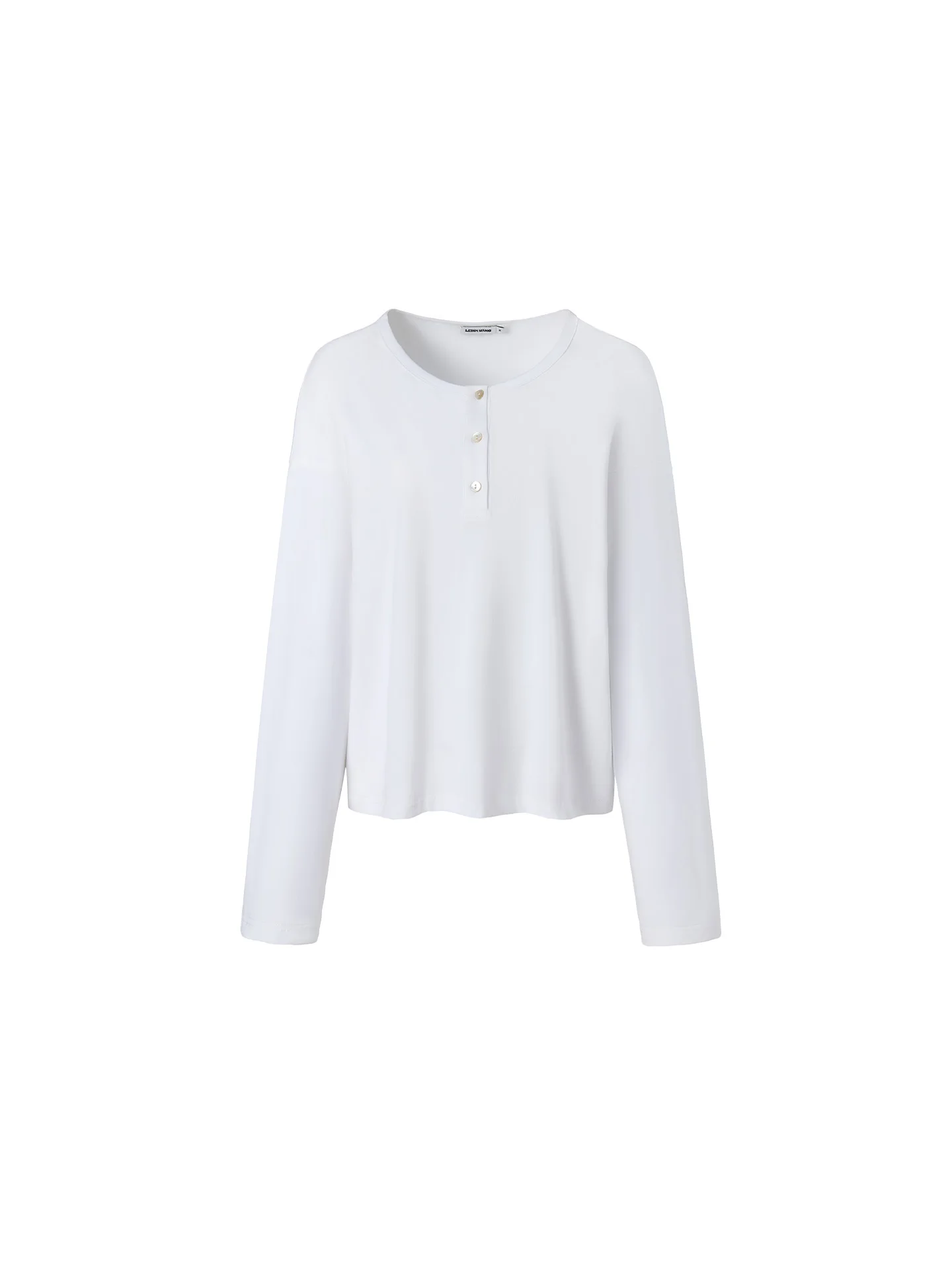 

Женская повседневная футболка LEDIM WANG с воротником хенли, длинным рукавом, приталенного кроя, из смесового хлопка и вискозы, летняя, белая, под собственной торговой маркой