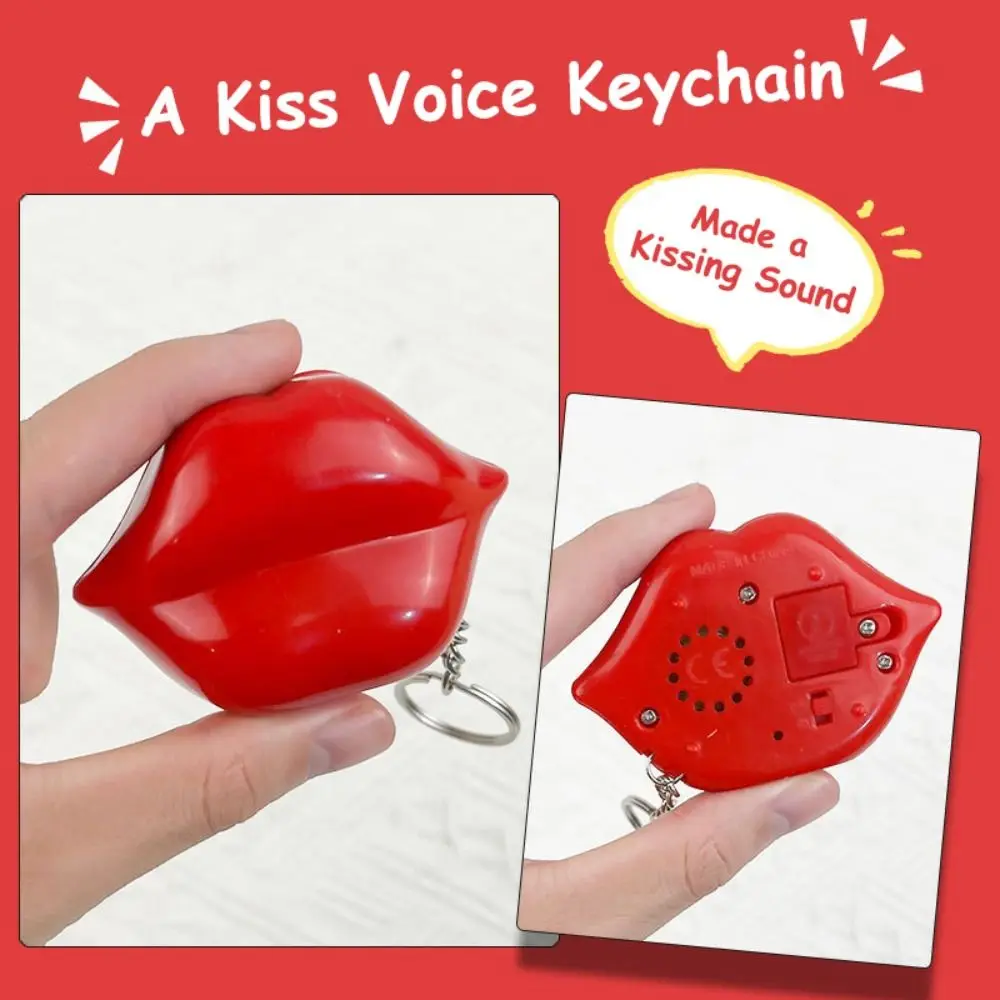 Couple Kiss Lip Keychain Red Lip Pendant I Love You Keyring Make a Sound Toy Funny Creative Electric Phonate Prank Trick Toy