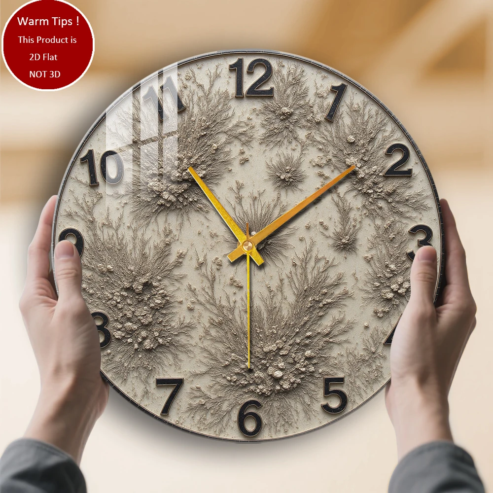 

Настенные часы из закаленного стекла с текстурированным коралловым узором, подходящие для настенного декора или настольного дисплея в любом месте