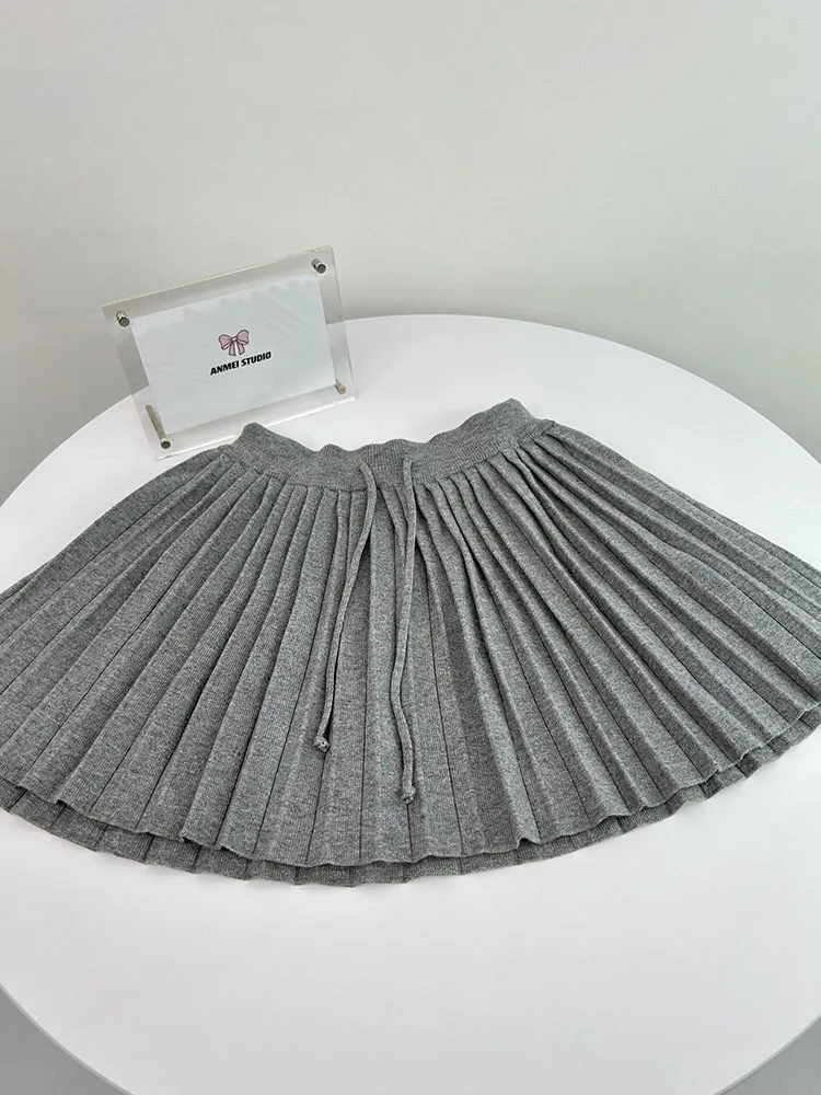 High Quality Outfits 3 Piece Skirt Set Vest + Grey Knitted Crochet Top + Elastic Waist A-Line Skirt Party Prom Formal Occasion