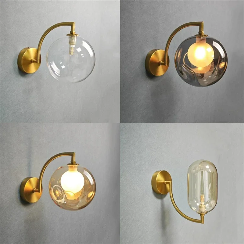 Modern LED wall lamp G9 glass ball wall lamp LED minimalist living room bedroom bedside wall lamp dining room kitchen indoor