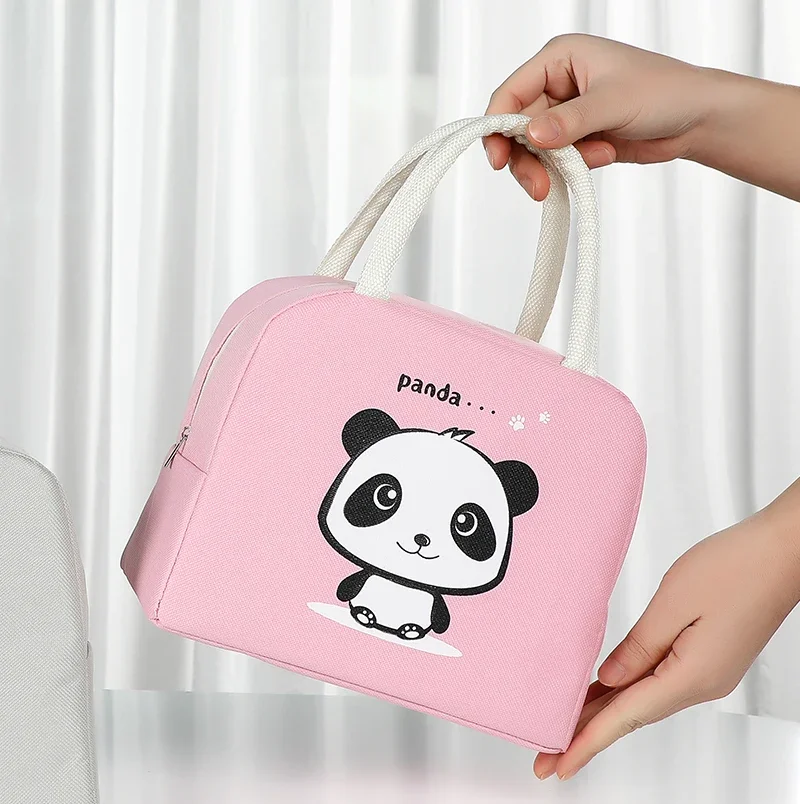 1Pcs Cute Cartoon Panda Lunch Bag Kids Portable Travel Picnic Bags Waterproof Insulation School Breakfast Cooler Lunch Box Bag