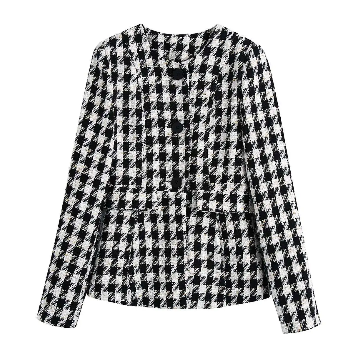 

Autumn Women's Houtooth Casual Suit Street Sle Polyester Fiber 00% Spring Collection ort Outerwear