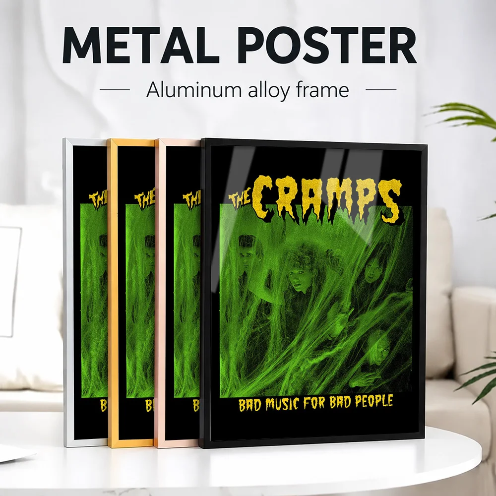 The Cramps Bad Music Framed Aluminum Metal Poster Customized Photo Moody Graphic Style Wall Art For Home Office Collector Gift